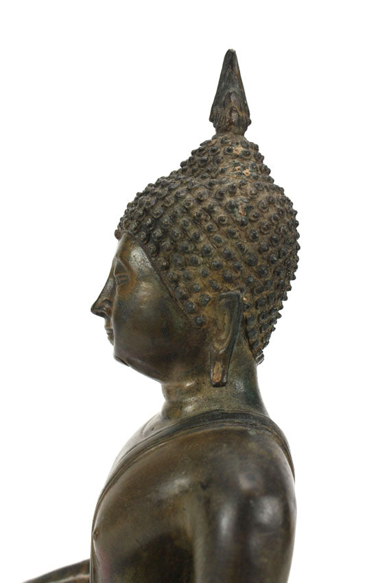Thai metal Buddha statue, antique bronze finish, 34cm high, B08 - farangshop-co