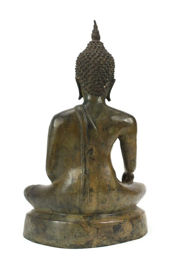 Thai metal Buddha statue, antique bronze finish, 34cm high, B08 - farangshop-co