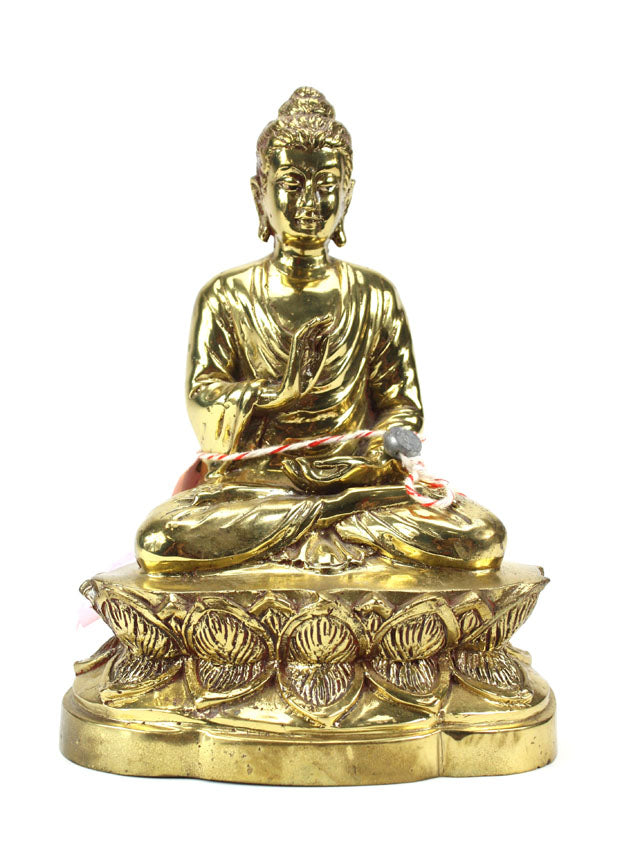 Indian metal Buddha statue, gold finish, 22cm high, B11 - farangshop-co