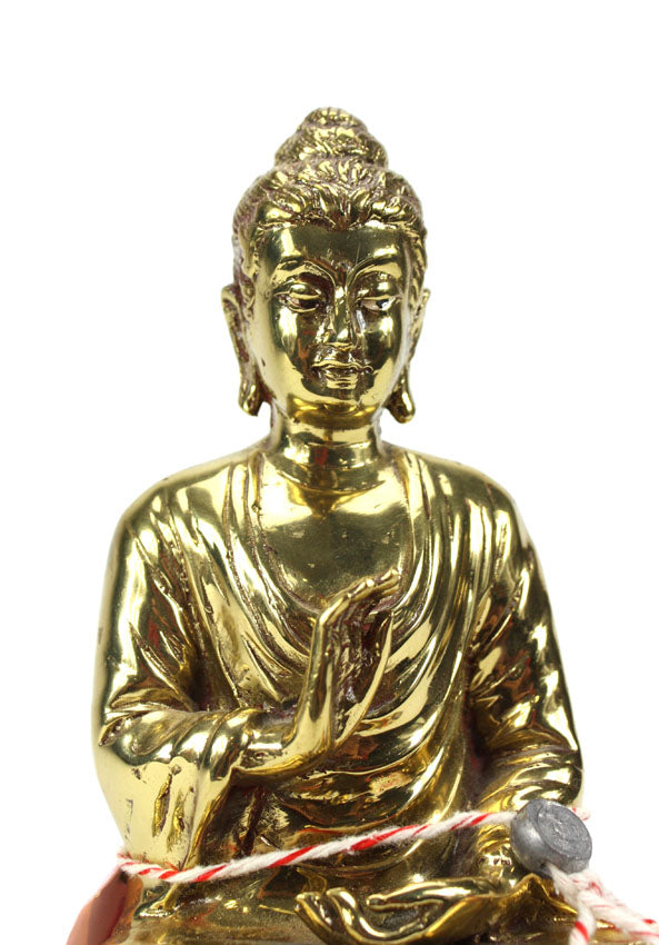 Indian metal Buddha statue, gold finish, 22cm high, B11 - farangshop-co