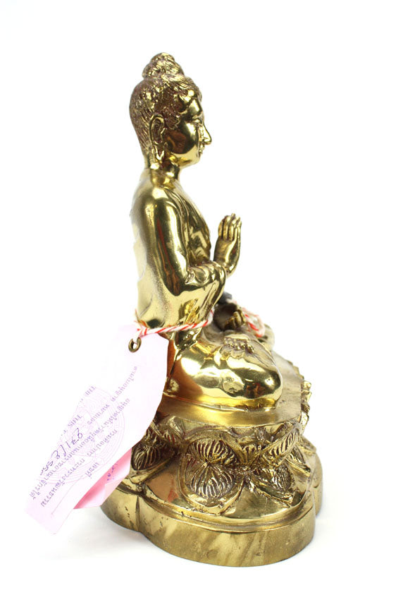 Indian metal Buddha statue, gold finish, 22cm high, B11 - farangshop-co