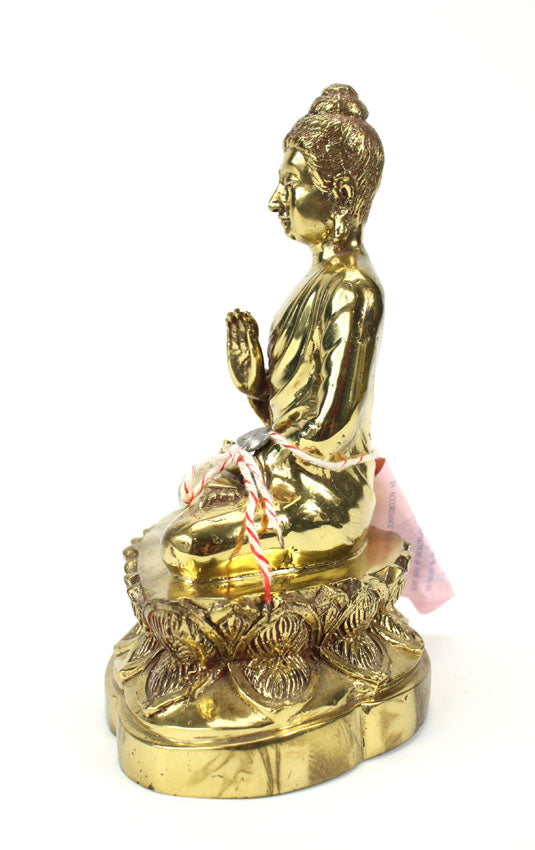 Indian metal Buddha statue, gold finish, 22cm high, B11 - farangshop-co
