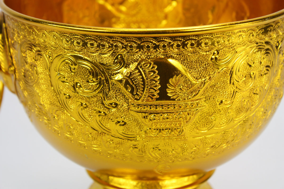 Thai gold metal monk&#39;s offering bowl, 18cm - farangshop-co