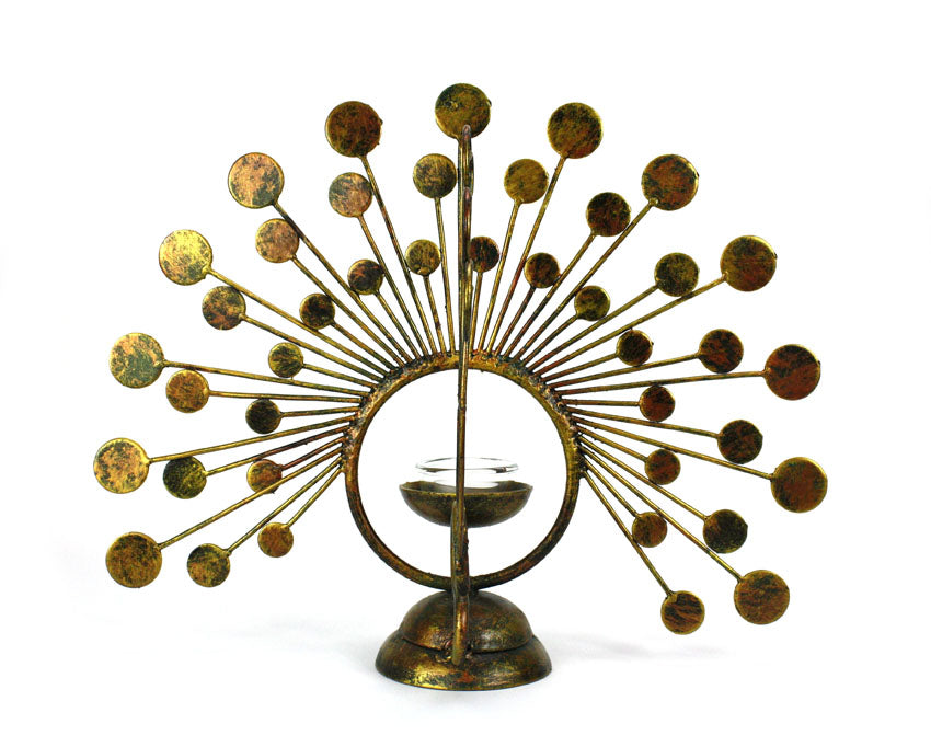 Thai Peacock Metal Tealight Holder - farangshop-co