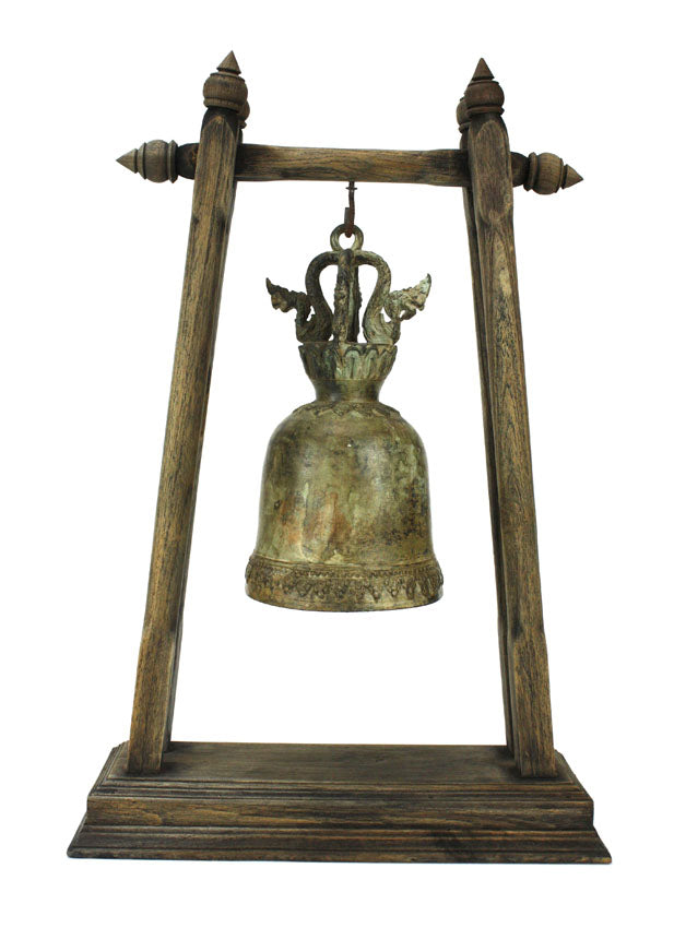 Thai Temple Bell on stand, 48cm high. - farangshop-co