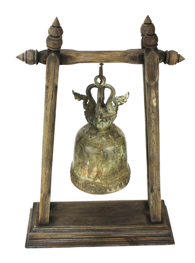 Thai Temple Bell on stand, 48cm high. - farangshop-co