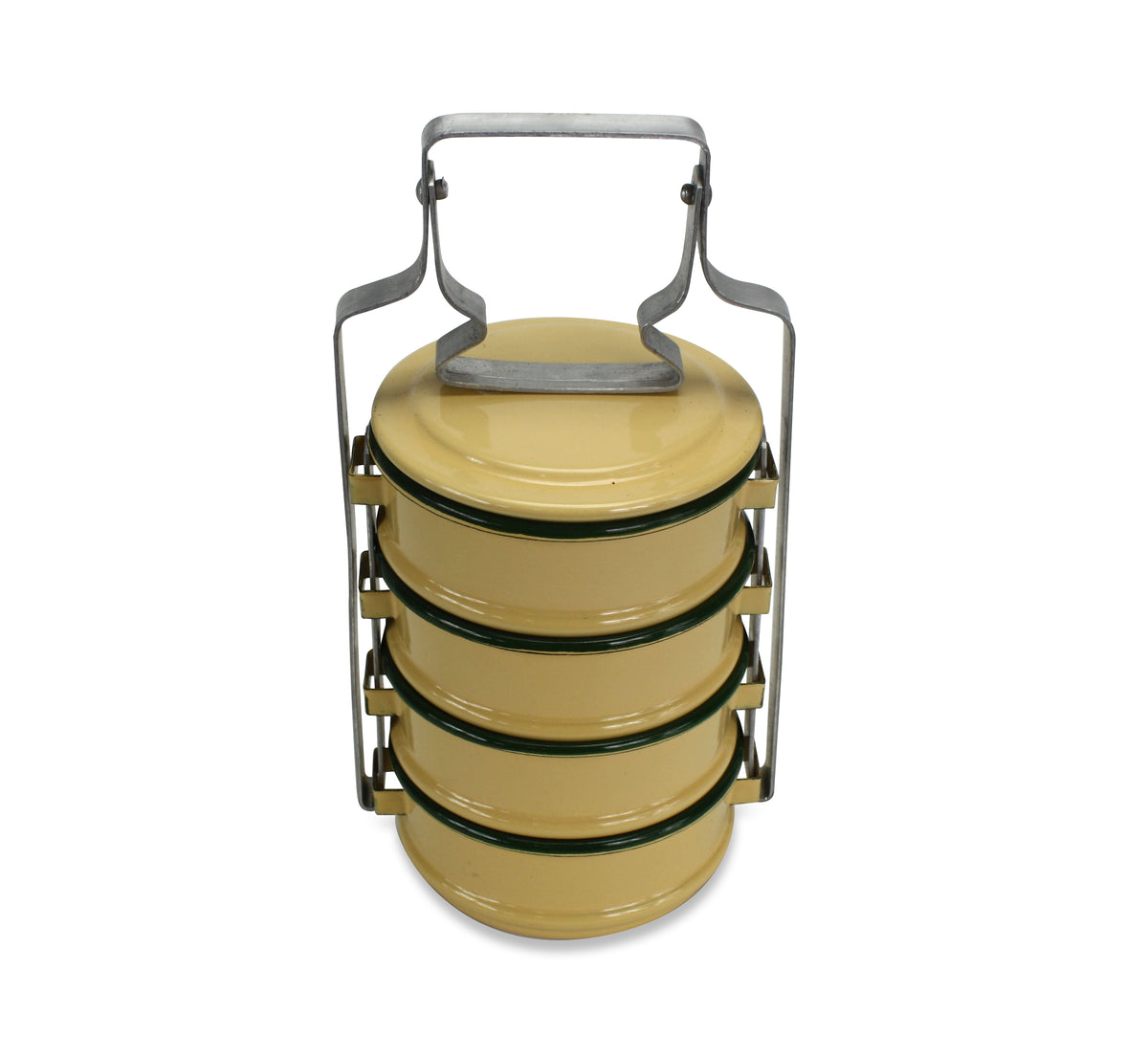 Traditional Thai Tiffin Pinto Food Carrier Lunch Set, 4 x 10cm, Yellow &amp; Green - farangshop-co