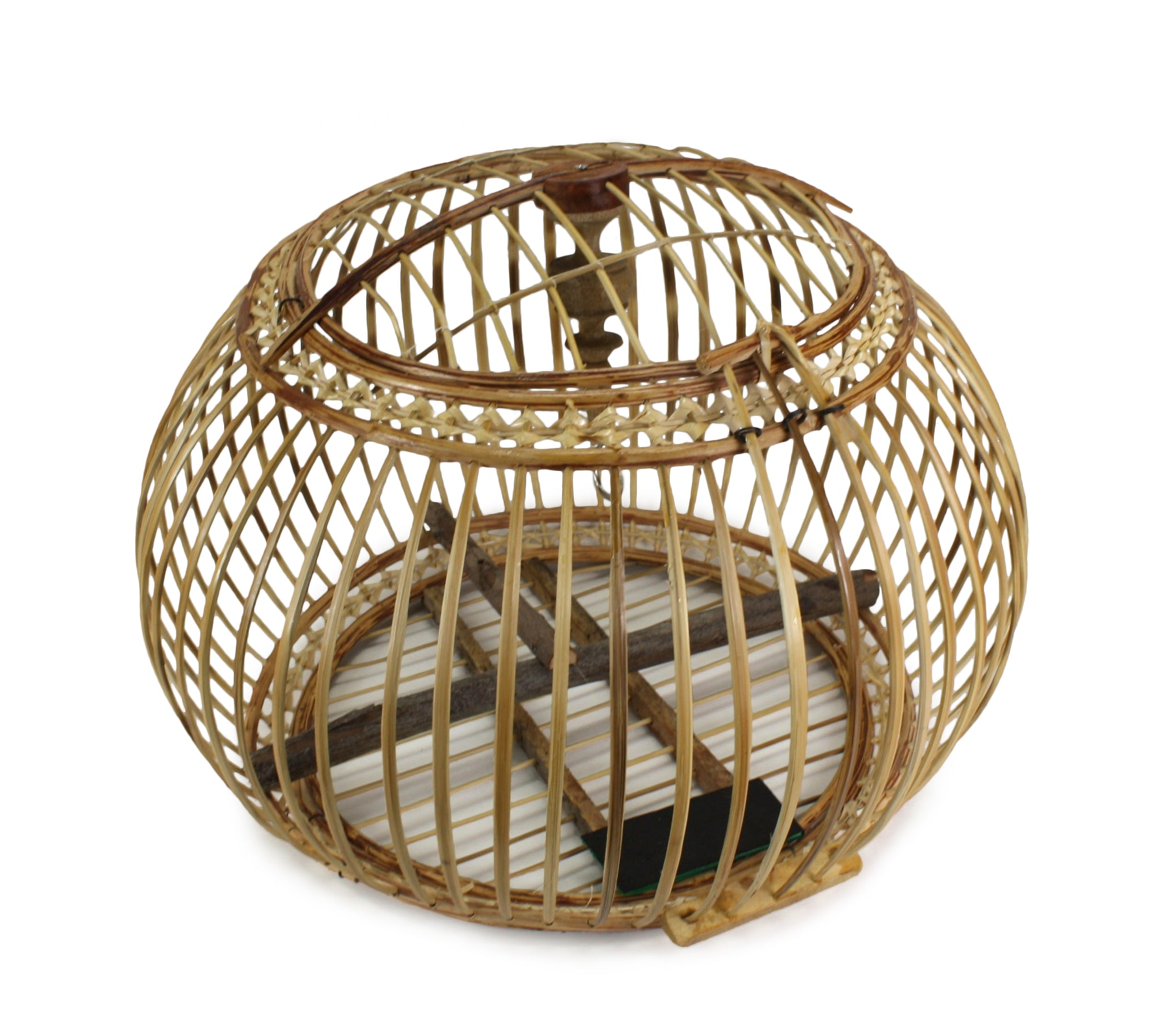 Thai Bamboo Bird Cage, 53cm x 54cm, or Light fitting, lampshade - farangshop-co