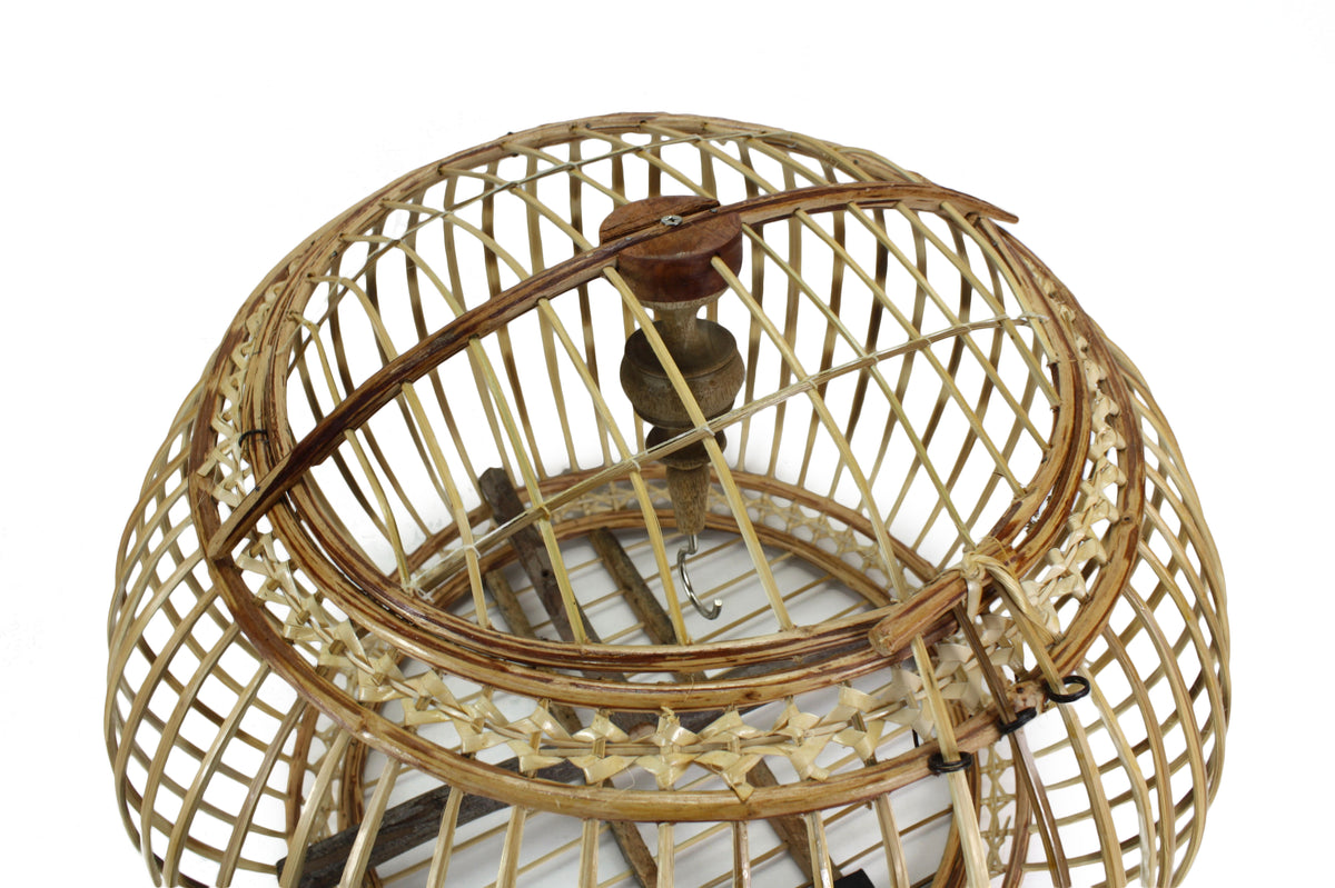Thai Bamboo Bird Cage, 53cm x 54cm, or Light fitting, lampshade - farangshop-co
