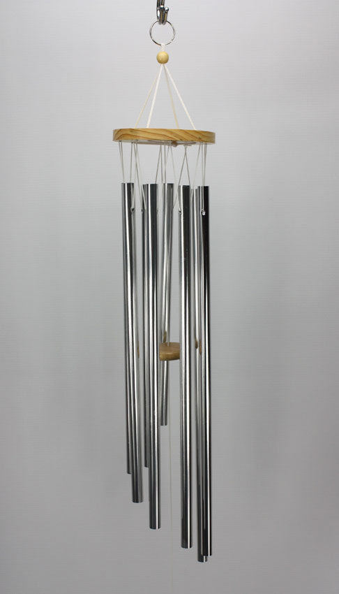 Metal wind chimes, Large Size 85cm long, 8 x Silver Aluminium Tubes - farangshop-co