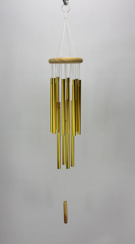 Metal wind chimes, Medium Size 65cm long, 12x Gold Aluminium Tubes - farangshop-co
