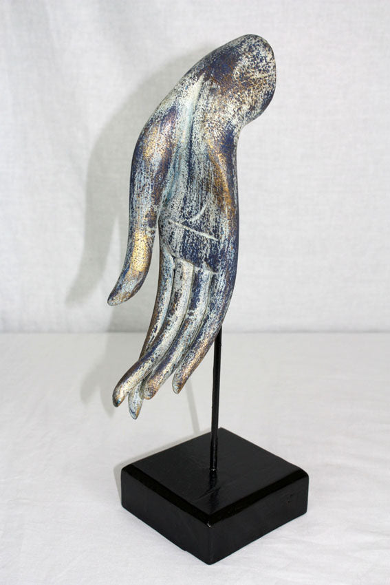 Thai wooden Buddha hand on stand - hand facing down. Different Colours. - farangshop-co
