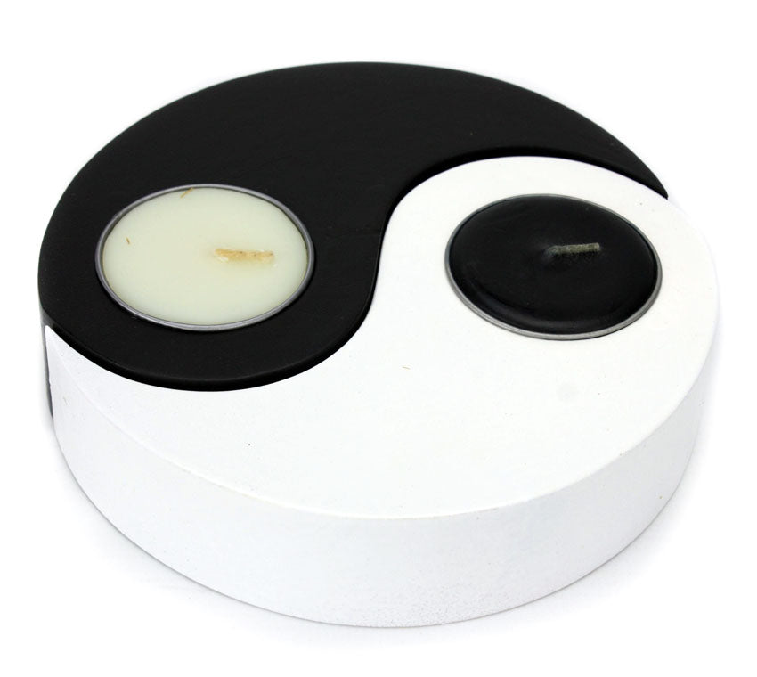 Boxed set of Yin Yang Mangowood Candle Holders - farangshop-co
