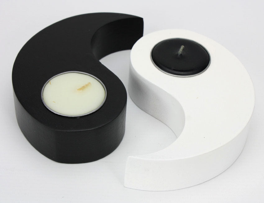 Boxed set of Yin Yang Mangowood Candle Holders - farangshop-co